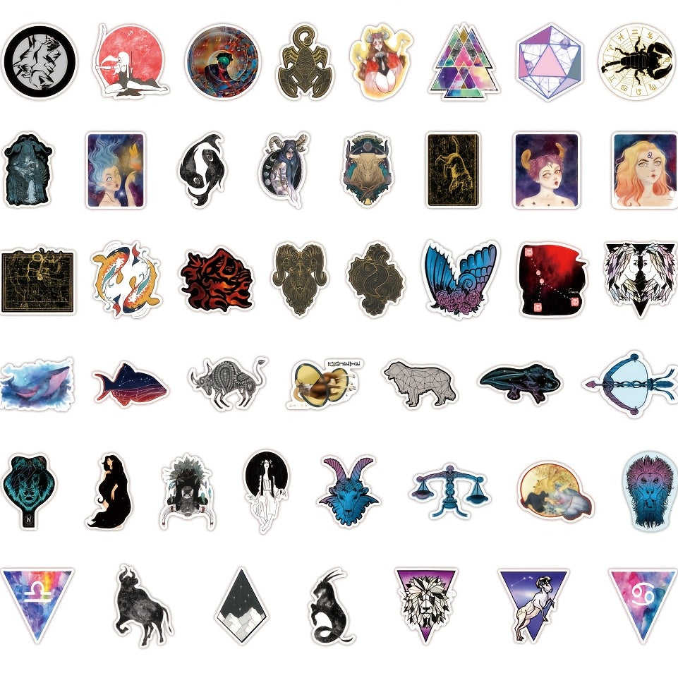 100pcs Zodiac Sign Stickers for Water Bottles Laptops Skateboards