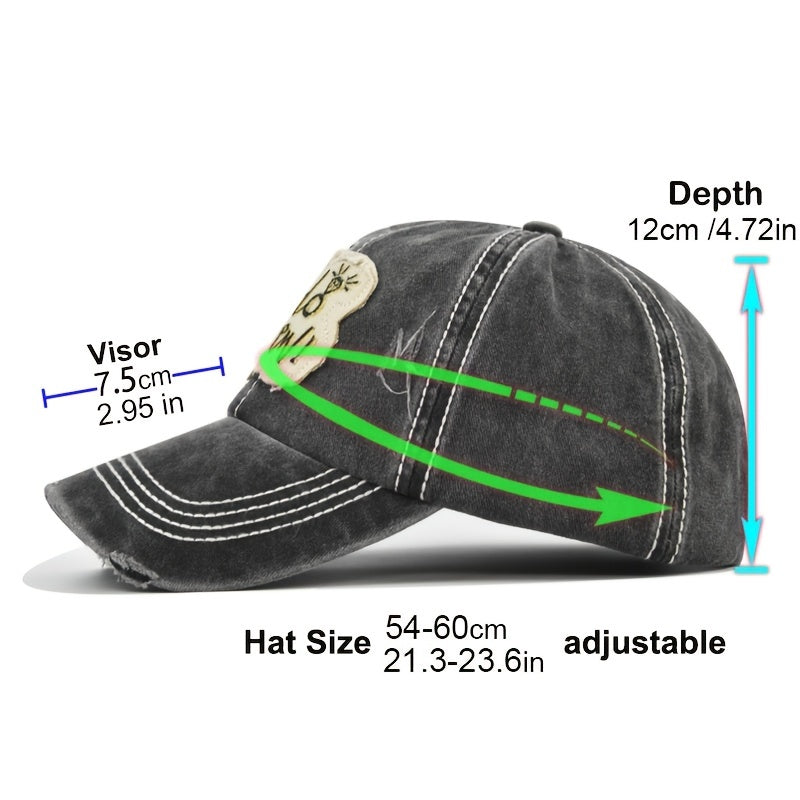 Letter Embroidery Patch Baseball Distressed Washed Vintage Sports Hat