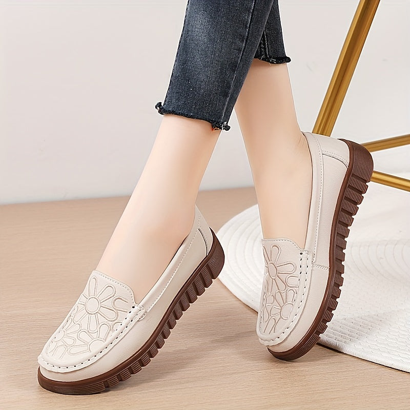 Women's Embroidered Loafers Soft Sole Casual Walking Flats