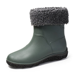Men Plus Velvet Rain Boots Waterproof Non Slip Low Top Rain Shoes