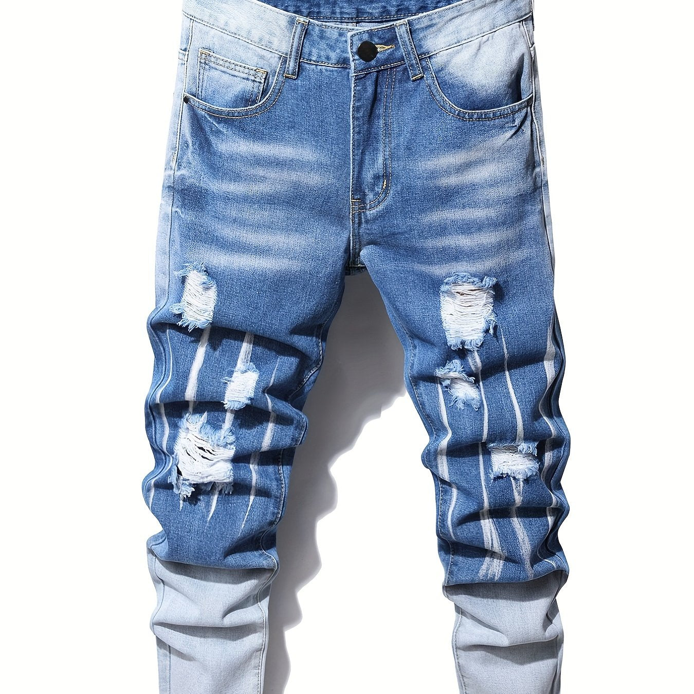 Mens Ripped Jeans Casual Distressed Denim Pants