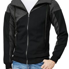 Men's Colorblock Drawstring Zip Hoodie