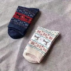 5 Pairs Christmas Elk Print Socks Women's Stockings & Hosiery