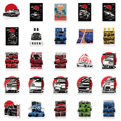 50pcs JDM Cartoon Car Stickers for Water Bottles Laptops Phone Cases