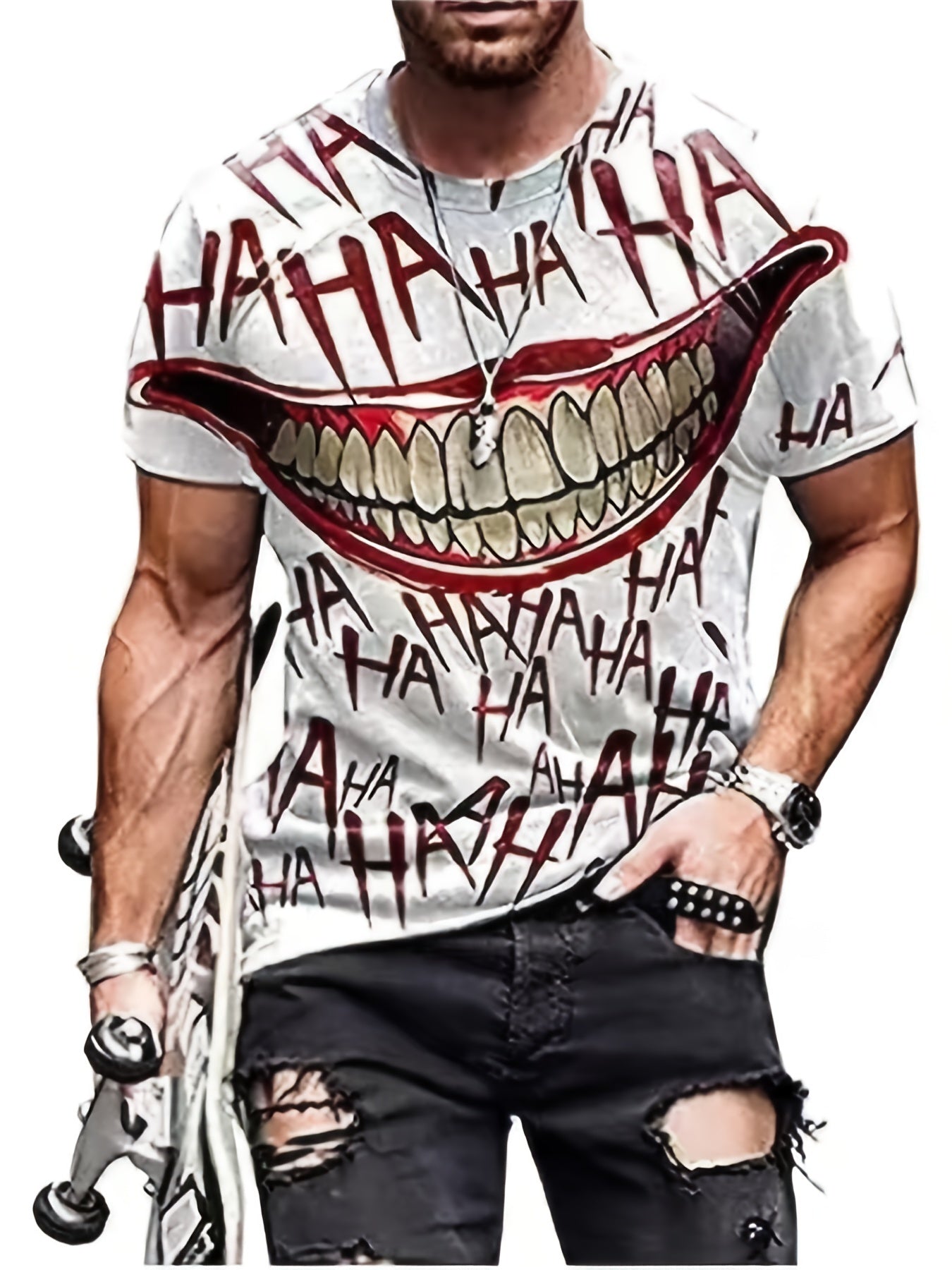 Men's Breathable Funny Mouth Print T-Shirt
