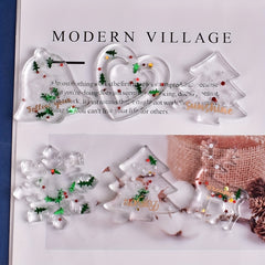 Christmas Pendant Silicone Mold Set Snowflake Elk Reindeer Keychain DIY