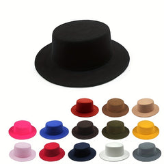 Flat Top Fedora Short Brim Jazz Sun Hat Classic Outdoor Sunscreen Unisex