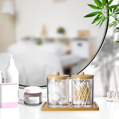 3pcs Clear Plastic Swab Holders with Lid for Vanity Dresser