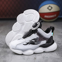 Boy's Basketball Shoes Rotating Buckle Soft Sole Casual Sneakers