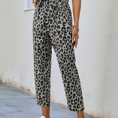 Leopard Print Cropped Pants Women's Clothing
