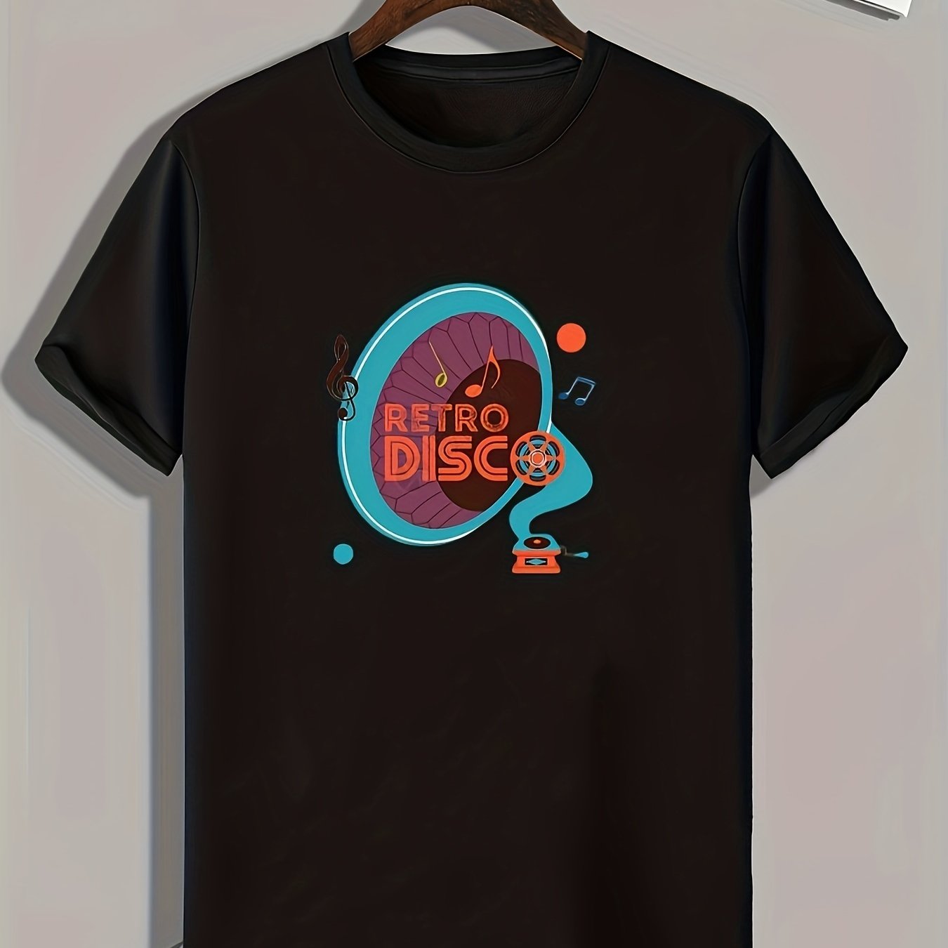 Retro Disco Pattern Print Men's Comfy Sports T-shirt