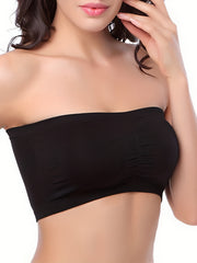 3 Pack Plus Size Tube Bra Ruched Wireless Removable Pad