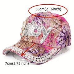 Rhinestone BABY Patch Baseball Cap Flower Embroidery Sun Hat