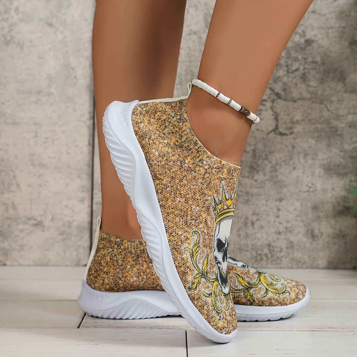 Women's Skull Pattern Sneakers Halloween Trainers