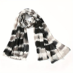 Boho Tie Dye Print Scarf Frayed Edge Thin Shawl
