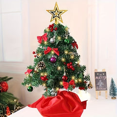 Table Top Artificial Christmas Tree Set with Lights, Topper, Ornaments & Berries