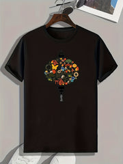 Lantern Pattern Print Men's Sports T-shirt Outdoor Fitness Tee Gift For Men