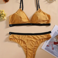 Ribbed Cut Out Bra & Panty Set