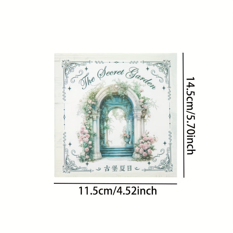Vintage Garden Washi Stickers Pack - Flower Gate Stickers - Large Size