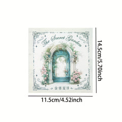 Vintage Garden Washi Stickers Pack - Flower Gate Stickers - Large Size