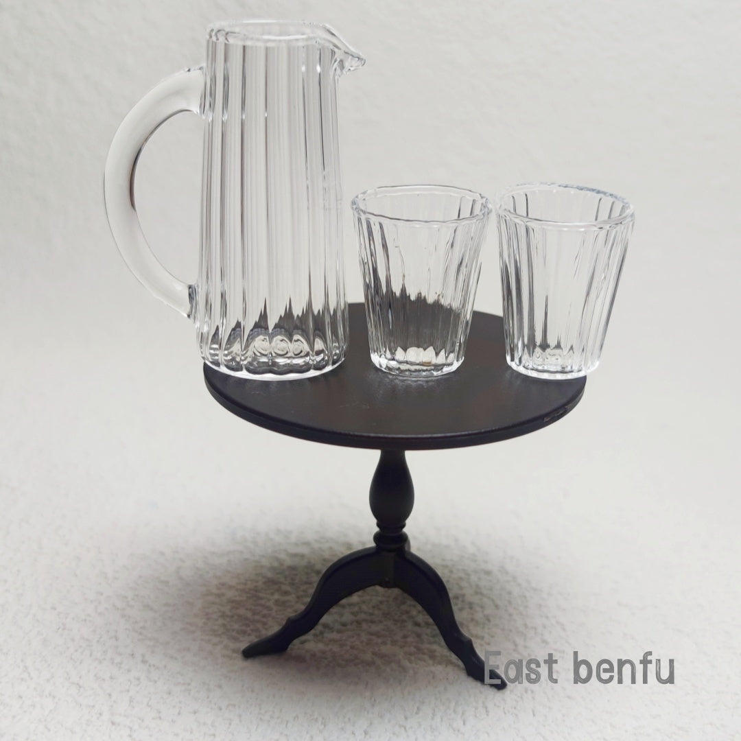 3pcs Glass Pot and Cup Set for 1 6 Dollhouses Transparent Realistic Durable