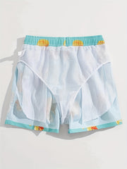 Men's Duck Graphic Swim Trunks Drawstring Swimwear