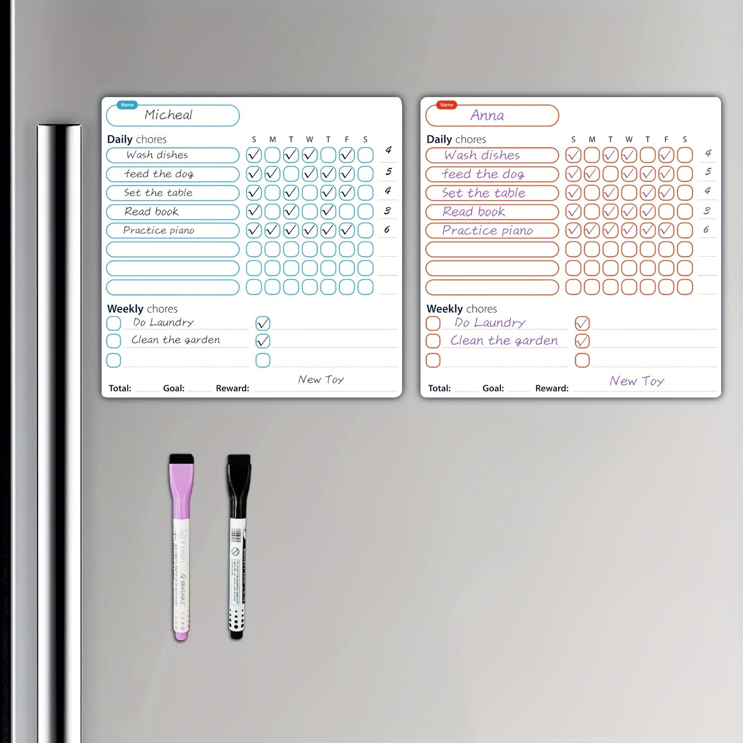 2 Pcs Magnetic Chore Chart For Students