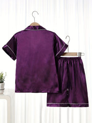 Boys 2pcs Pajamas Top & Shorts Purple Set