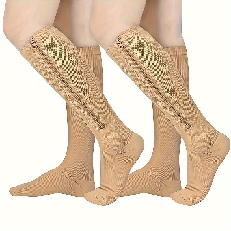 2 Pairs Copper Compression Socks 15-20mmHg Knee High for Women & Men