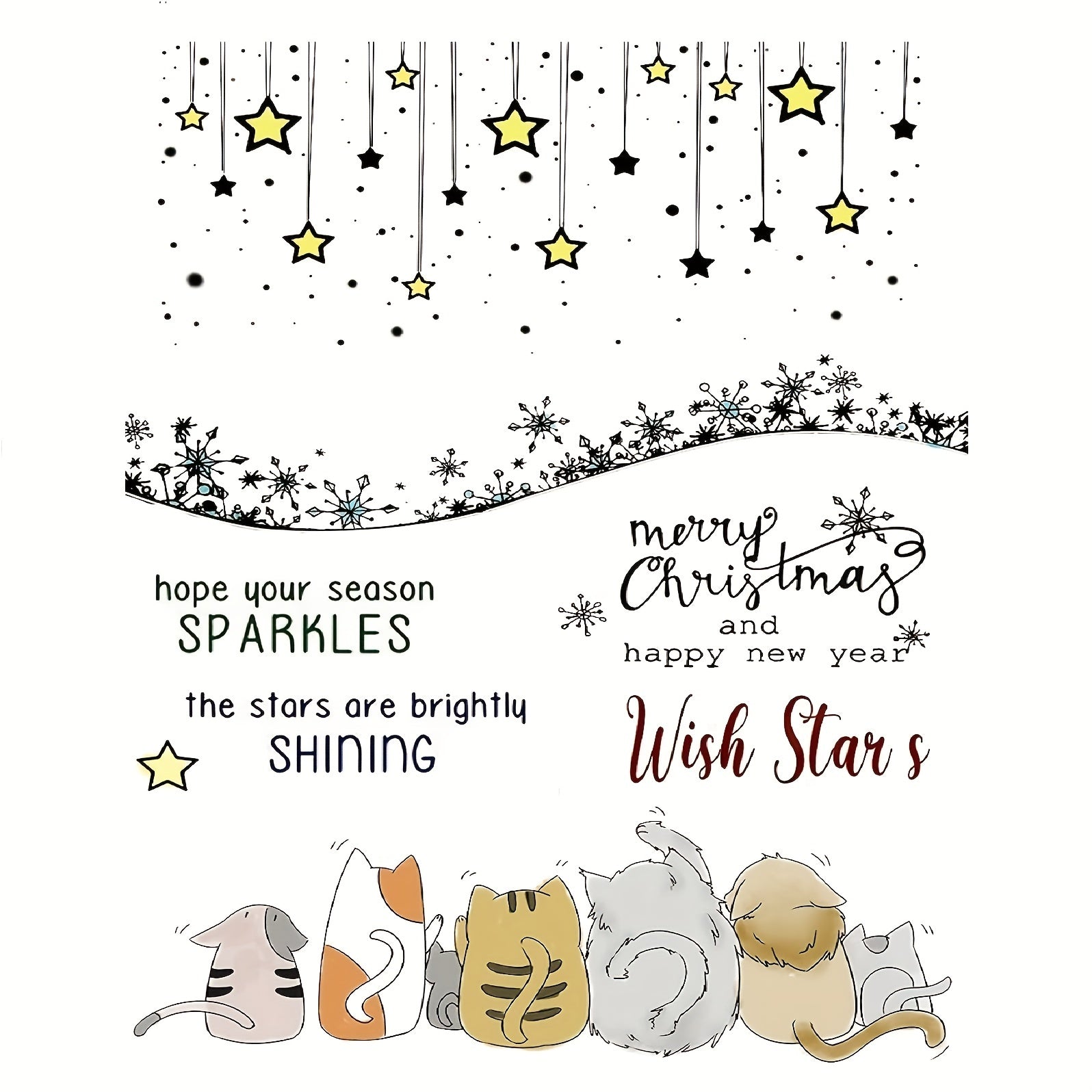 Cat Transparent Stamp Under The Stars Greeting Mood Word