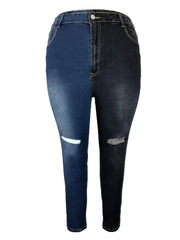 Colorblock Ripped High Rise Skinny Jeans