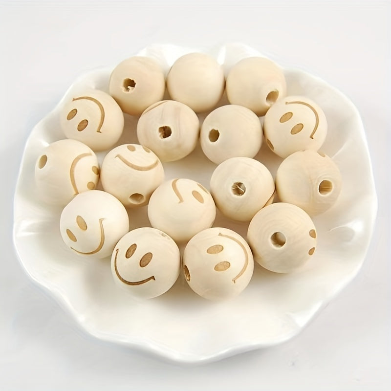 5pcs 20mm Log Laser Engraved Wooden Beads - Loose Beads