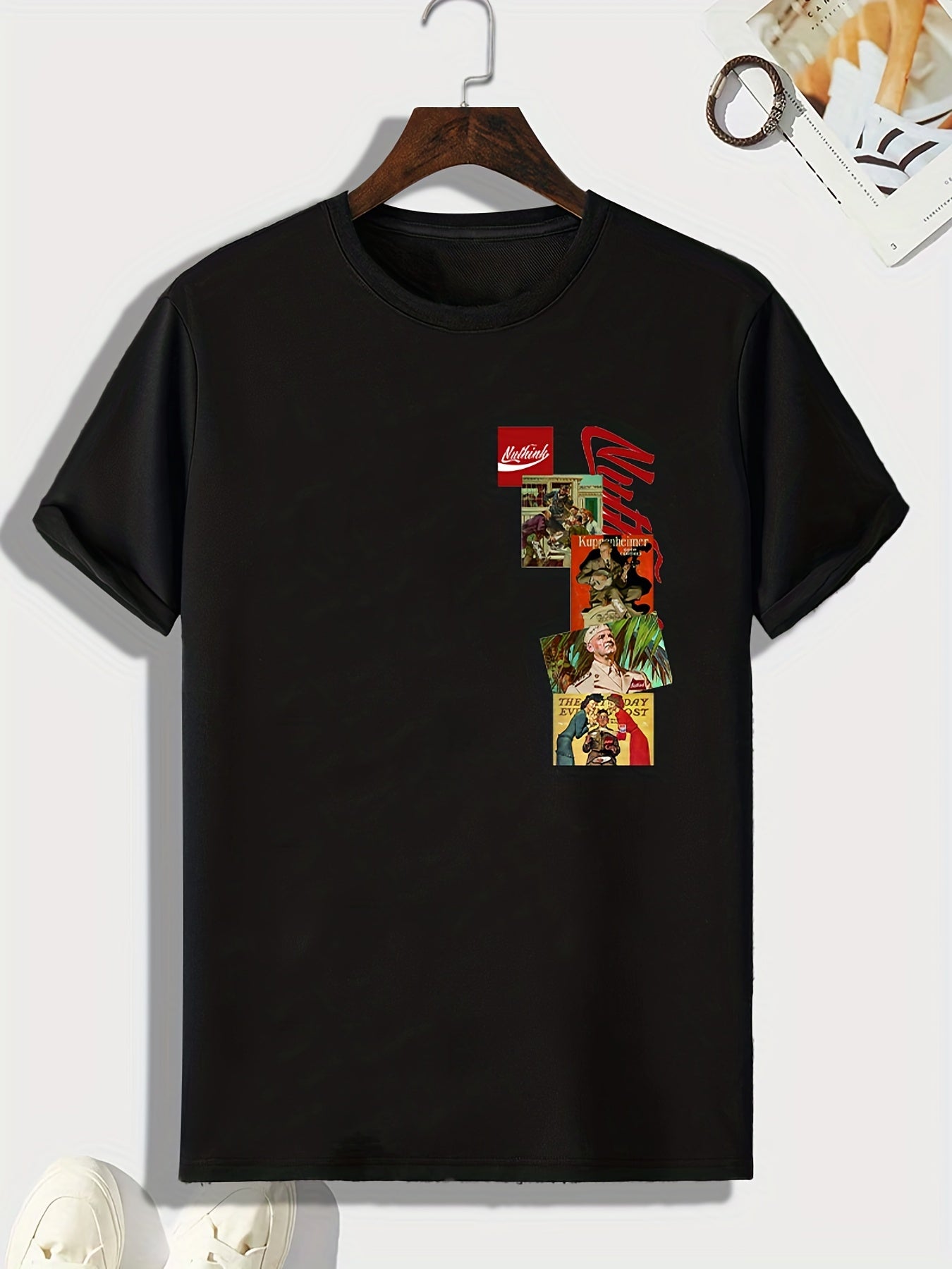 Retro Style Collage Print Men's Sports T-shirt