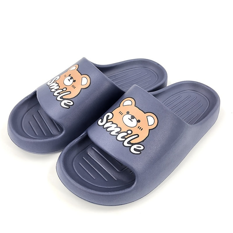 Men's Bear Print Slides Anti Skid Slippers