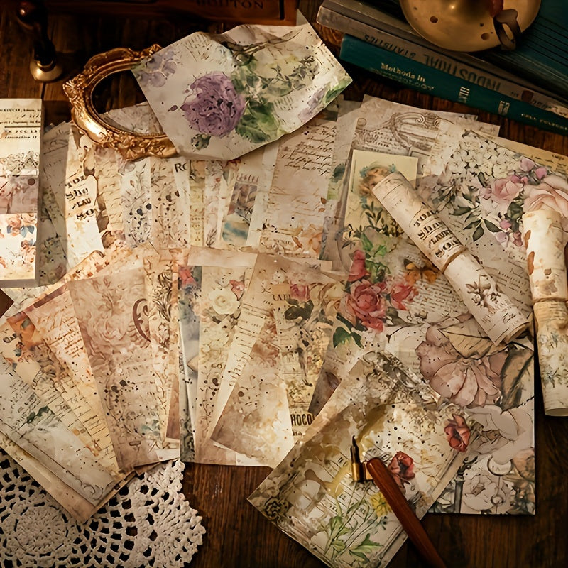 100 Vintage Floral Fern Stickers Scrapbook Junk Journal DIY Craft Album