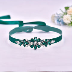 Green Rhinestone Bridal Belt for Weddings