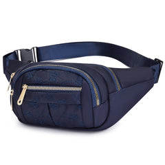 Flower Embroidery Nylon Fanny Pack Women's Zipper Crossbody Chest Bag