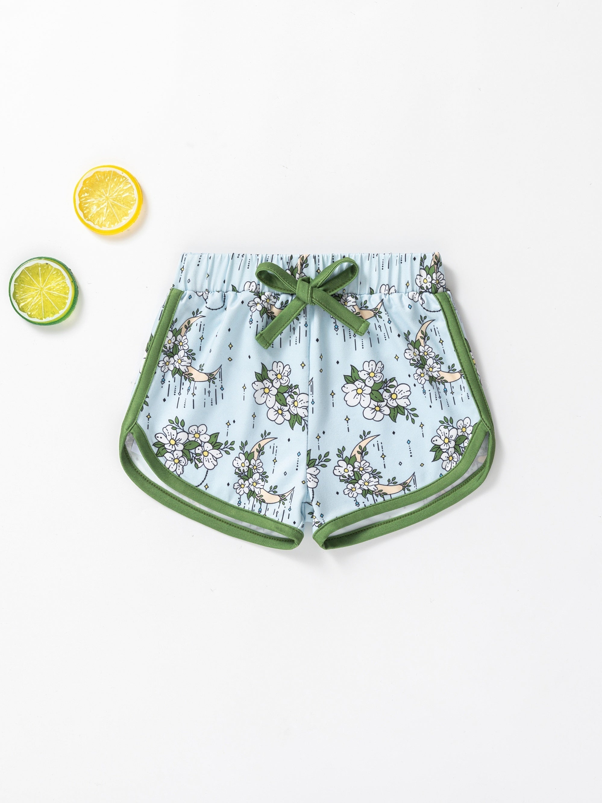 Baby Girls Floral Print Elastic Waist Shorts for Summer