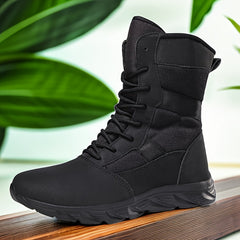 Men's Solid High Top Tactical Work Boots for Outdoor Hiking