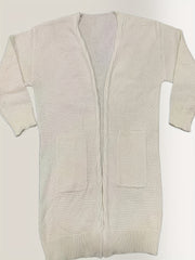 Solid Cable Long Sleeve Open Front Cardigan With Pockets