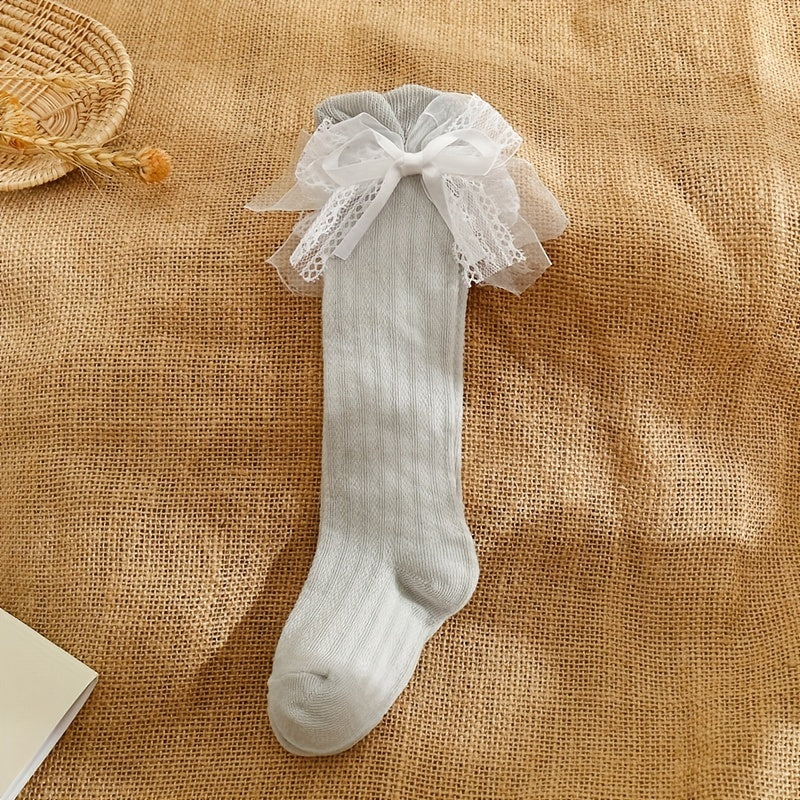 5 Pairs Girls Thin Mesh Breathable Lace Bowknot Socks for Summer