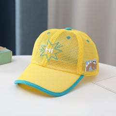 Boys Hi Letter Embroidered Mesh Baseball Cap Adjustable Sun Hat