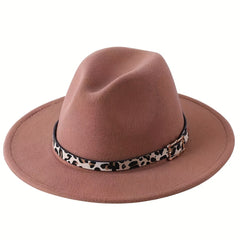 Leopard Pattern Jazz Felt Hat for Men and Women