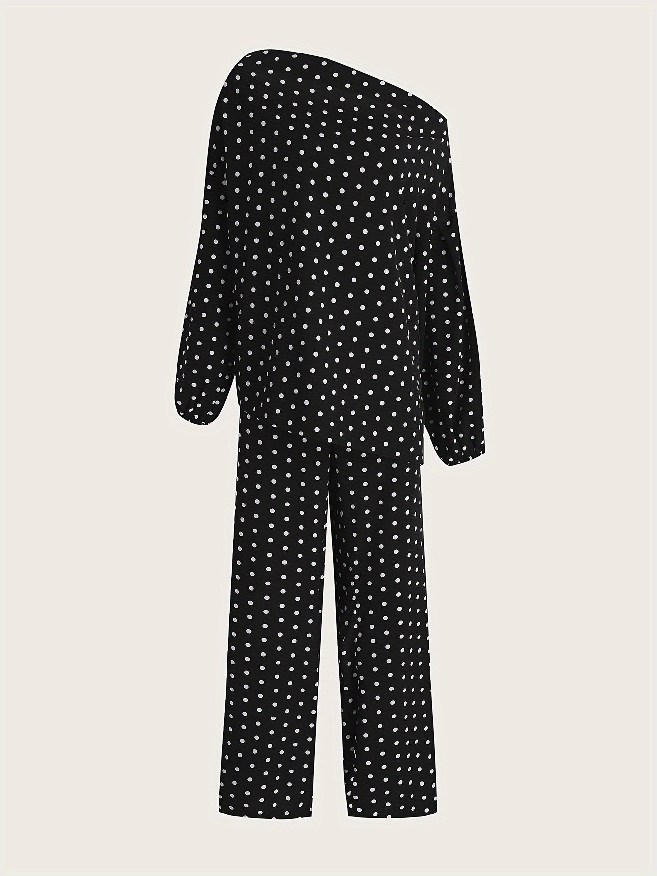 Polka Dot One Shoulder Top & Pants Set
