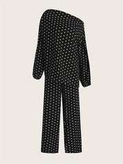 Polka Dot One Shoulder Top & Pants Set