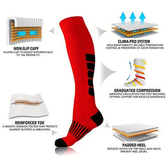 6 Pairs Outdoor Compression Knee Socks for Running Cycling Hiking