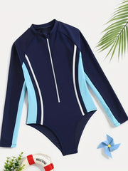 Girls Rain Forest Graphic Long Sleeve Swimsuit for Surfing