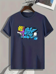 Graffiti Style Letter Print Men's Sports T-Shirt