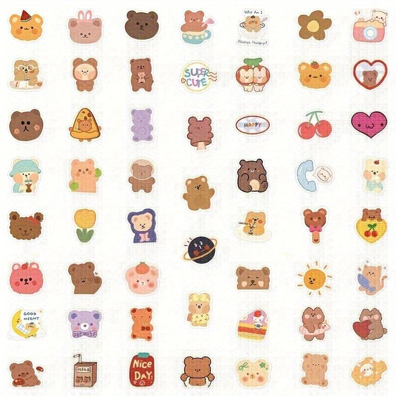 50pcs Bear Series Graffiti Stickers for Phones Laptops Scrap - Fun Animal Decals