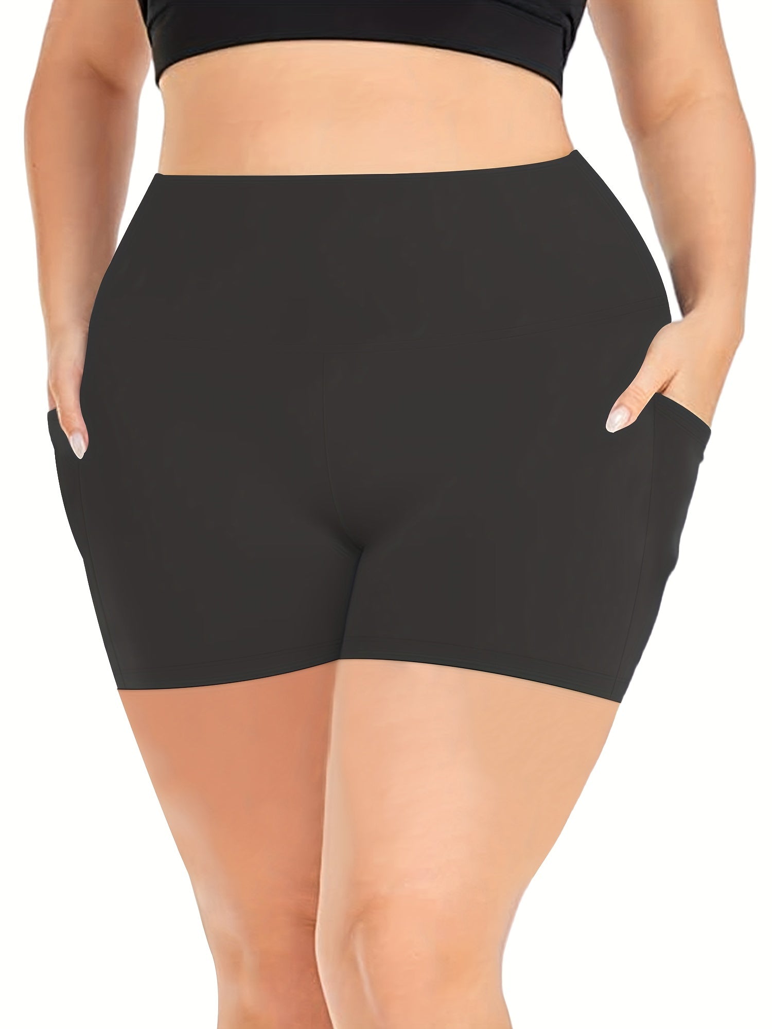 Sports Shorts Women's Plus High Rise Skinny Fitness Shorts